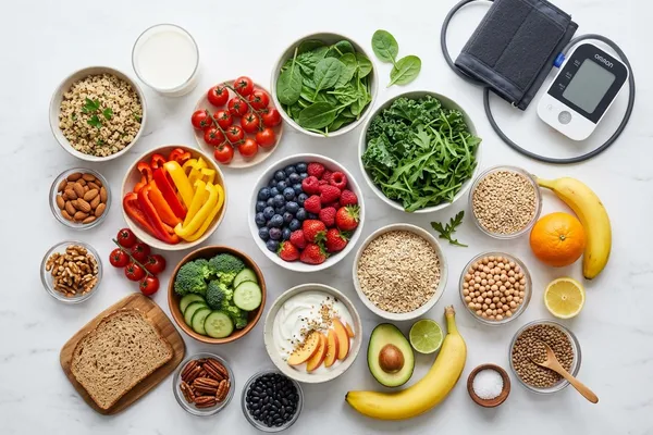 DASH-Diät-Lebensmittel: Obst, Gemüse, Vollkorn, Hülsenfrüchte und Nüsse