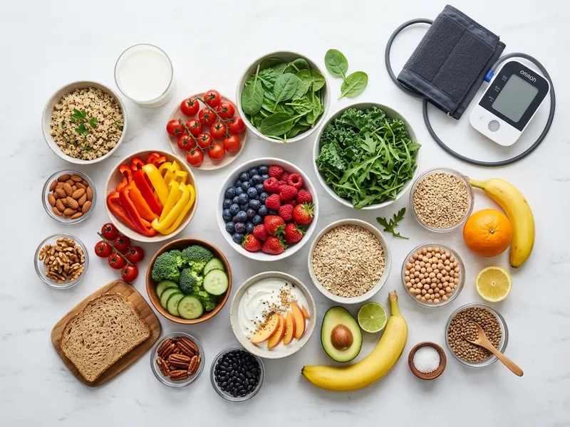 DASH-Diät-Lebensmittel: Obst, Gemüse, Vollkorn, Hülsenfrüchte und Nüsse