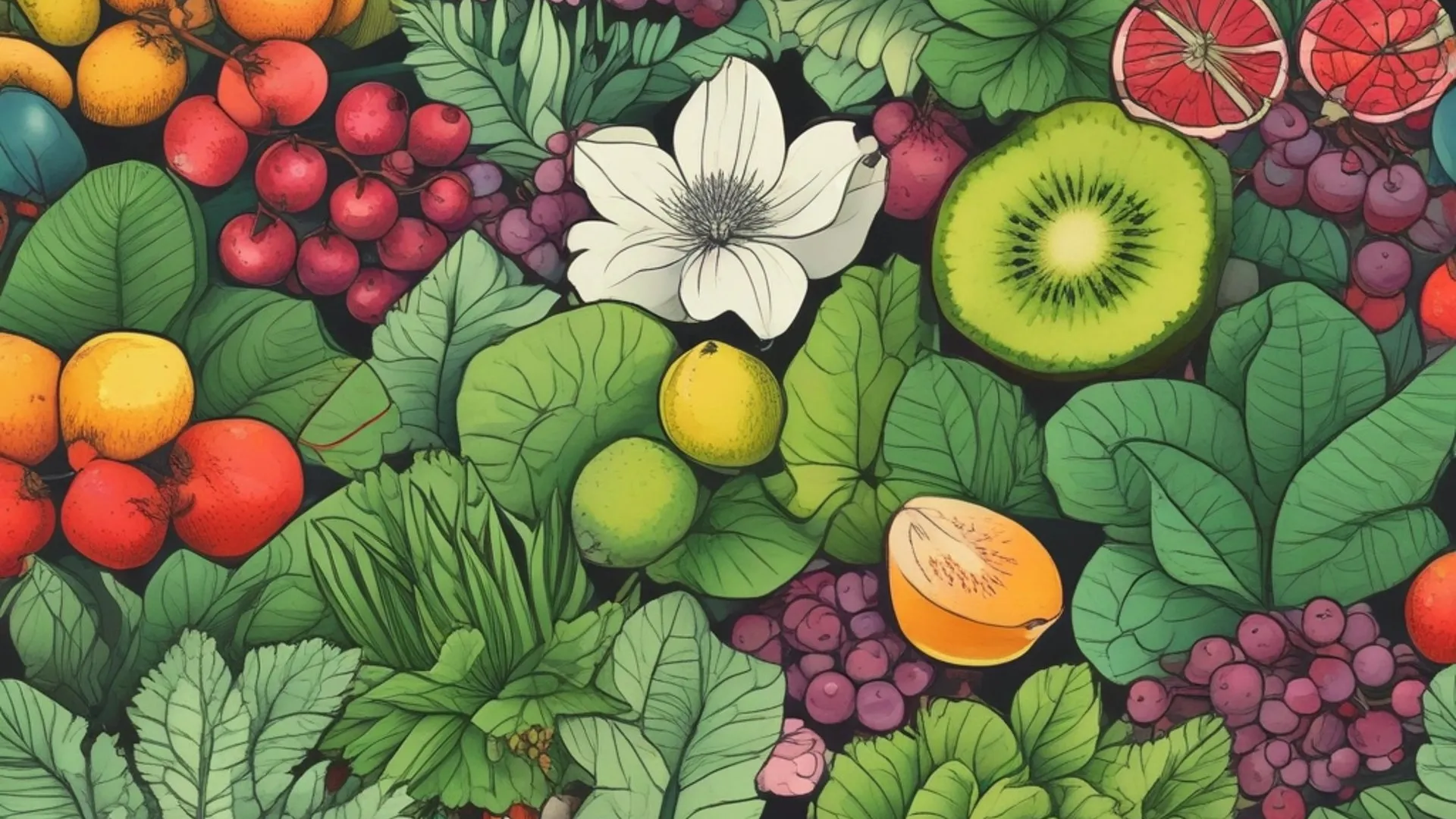 Frisches veganes Essen — Obst, Gemüse und Kräuter